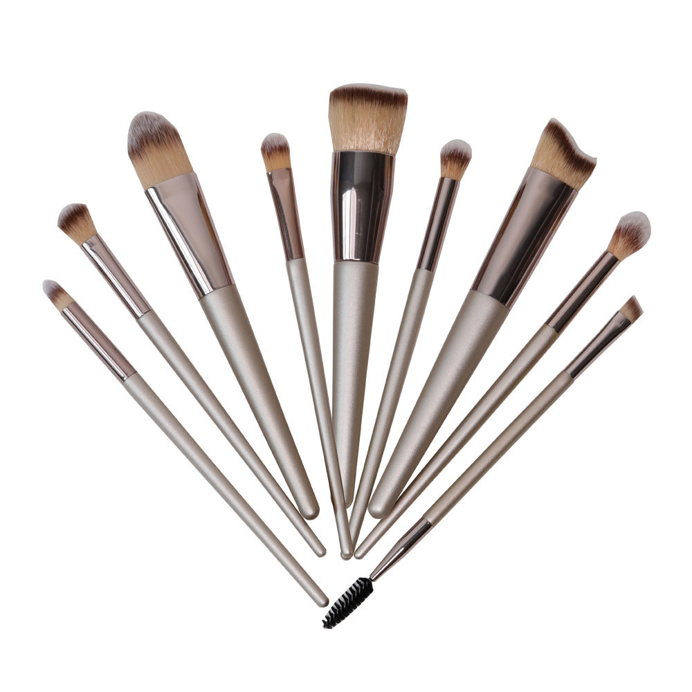 Brown 9Pcs round makeup brush wholesale made in China