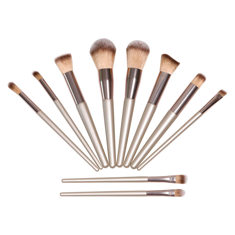 High quality 10 pieces eye makeup brush set with wooden handle