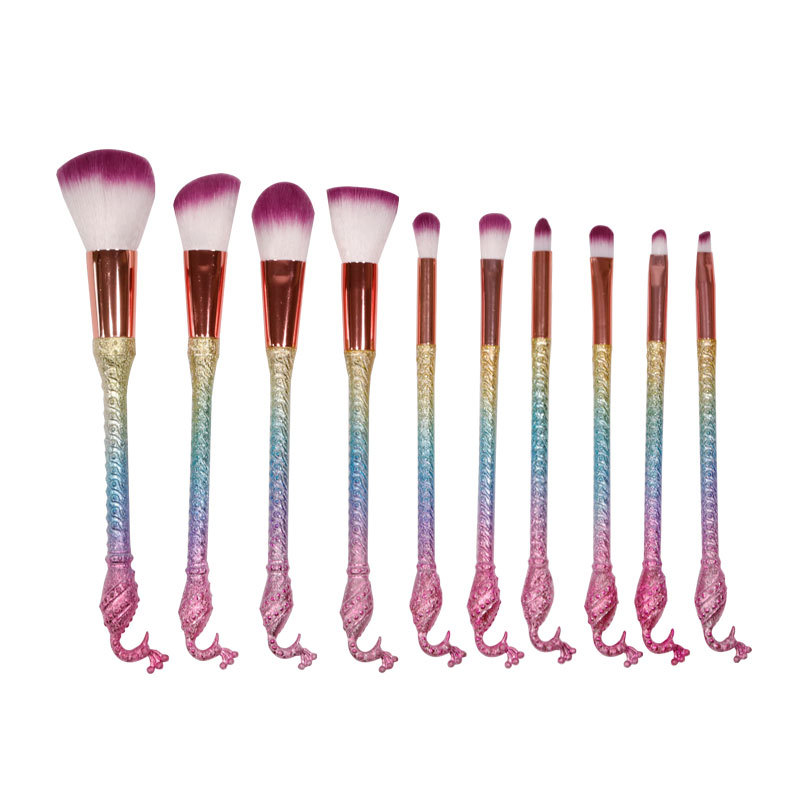 Superior quality 10 pieces makeup brush set with wooden handle