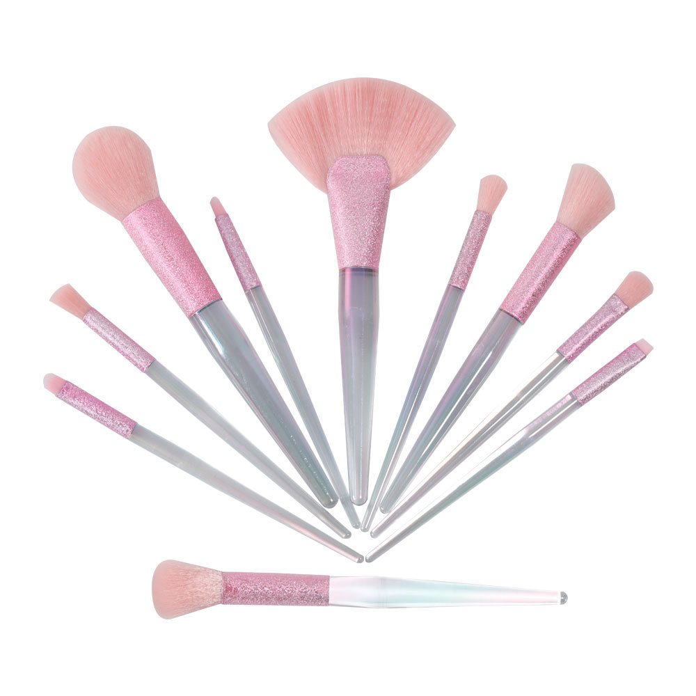 Kabuki 10 pieces makeup brush set with synthetic hair wholesale