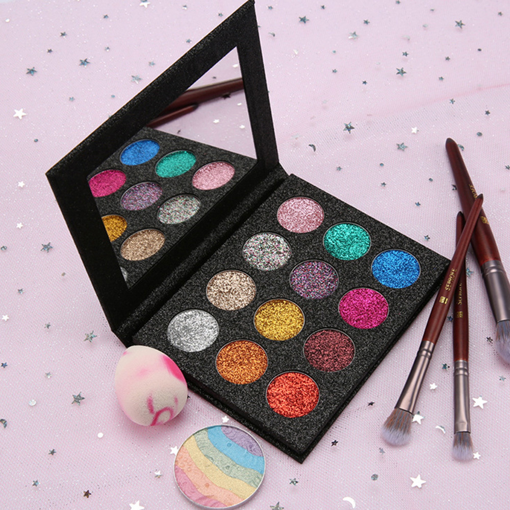 Custom 12 colors eyeshadow glitter palette packaging manufacturer in China